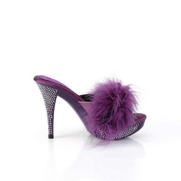 Fabulicious Elegant 401F Marabou Heels Purple - Picture 2 of 5